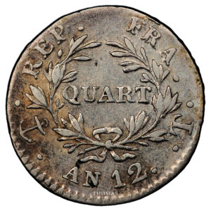 Monnaie France - Napoléon Ier - Quart de franc - AN 12 T Nantes - 10 126 exemplaires-Revers