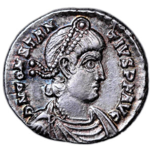 roman coin - Constantius II - Silver Siliqua- Lugdunum obverse