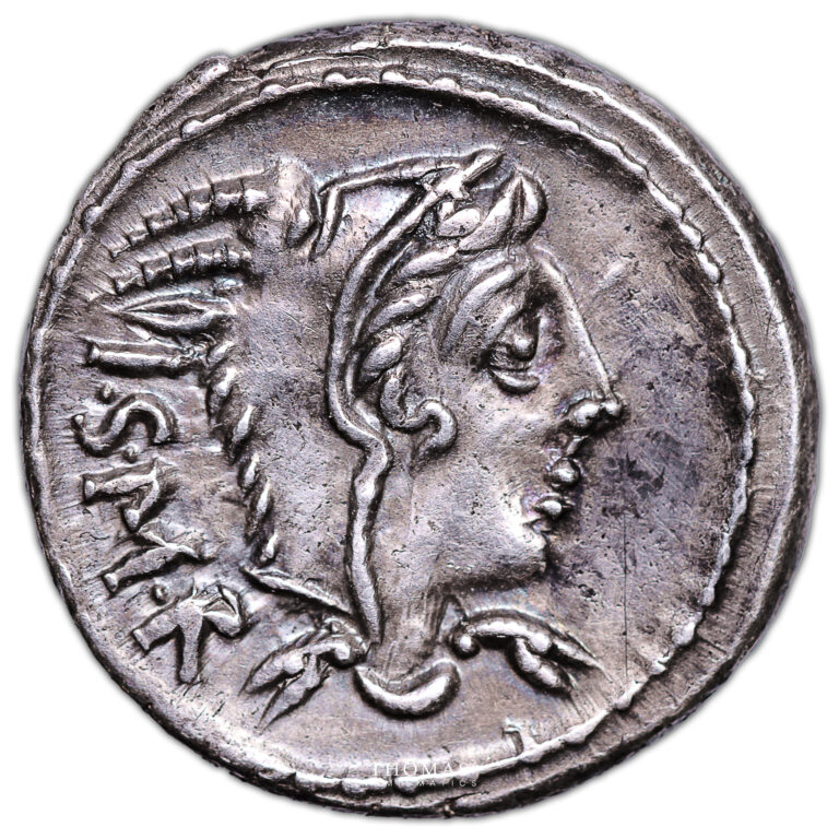 Roman coin - Thoria Lucius Thorius Balbus - Silver Denarius - Roma obverse