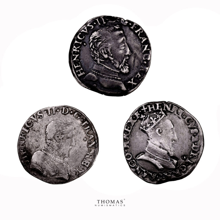 Lot 3 Monnaies - Henri II - Testons - 1552 D Lyon - 1553 M Toulouse - 1556 B Rouen- avers