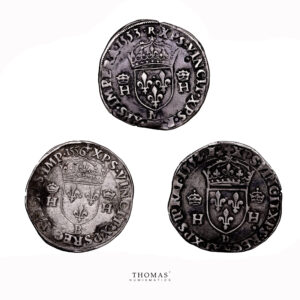 Lot 3 Monnaies - Henri II - Testons - 1552 D Lyon - 1553 M Toulouse - 1556 B Rouen-Revers