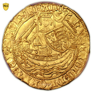 Monnaie Angleterre – Demi Noble d’or à l'annelet – Henri VI – Londres - PCGS MS 63-Avers