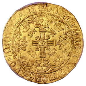 Monnaie Angleterre – Demi Noble d’or à l'annelet – Henri VI – Londres - PCGS MS 63-Revers