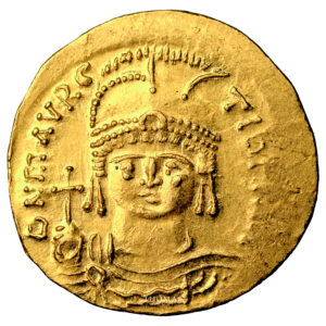 Byzantine coin - Gold - Solidus - Maurice Tiberius- Constantinople obverse