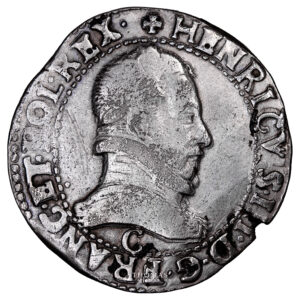 Monnaie France - Henri III - Franc à col Fraisé - 1579 C Saint-Lö-Avers
