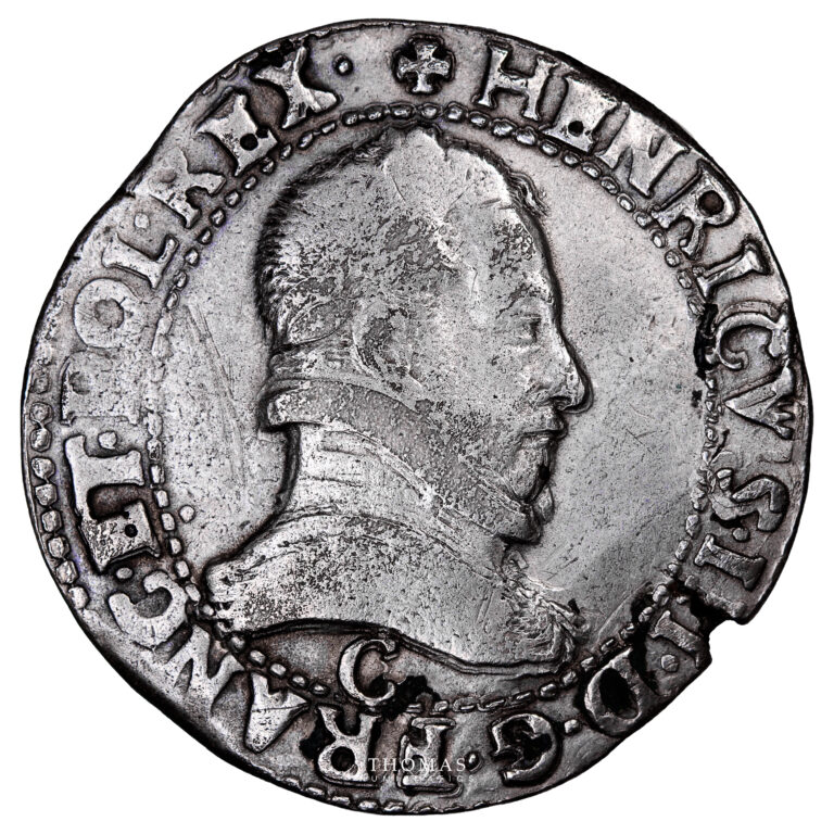 Monnaie France - Henri III - Franc à col Fraisé - 1579 C Saint-Lö-Avers
