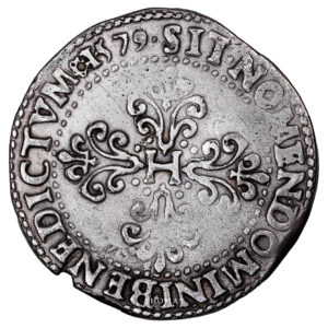 Monnaie France - Henri III - Franc à col Fraisé - 1579 C Saint-Lö-Revers