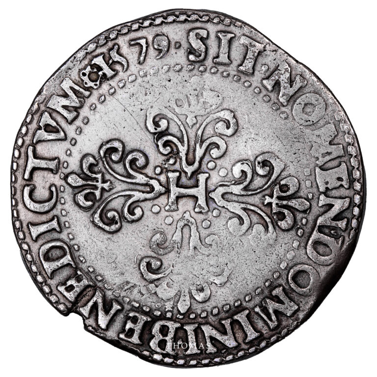 Monnaie France - Henri III - Franc à col Fraisé - 1579 C Saint-Lö-Revers