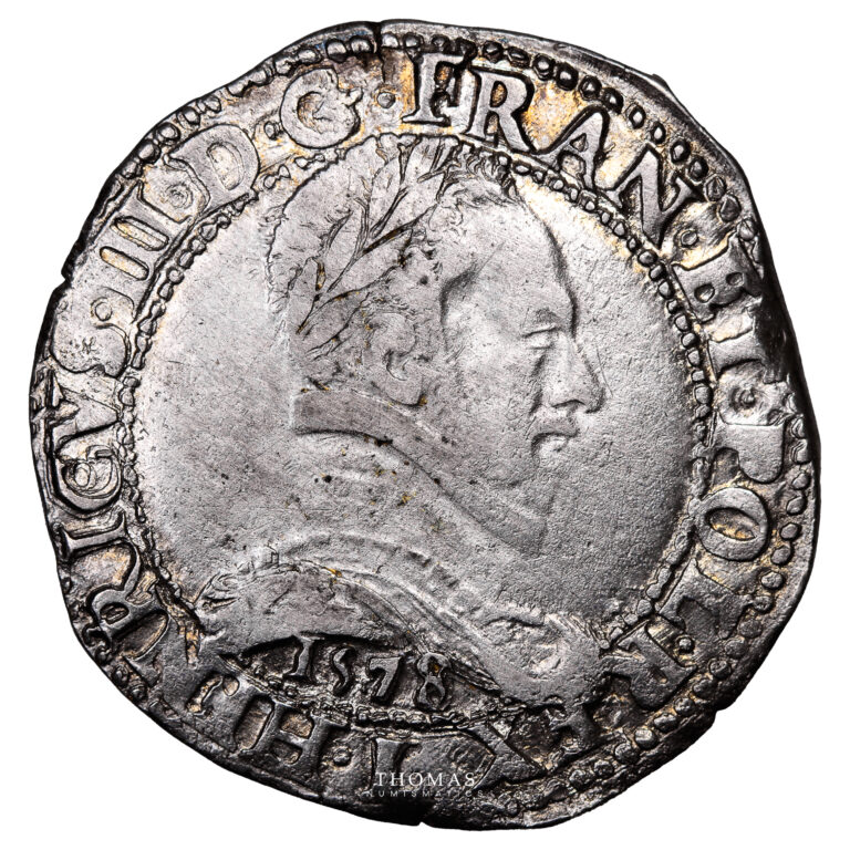 Monnaie France - Henri III - Franc à col Plat - 1578 L Bayonne-Avers