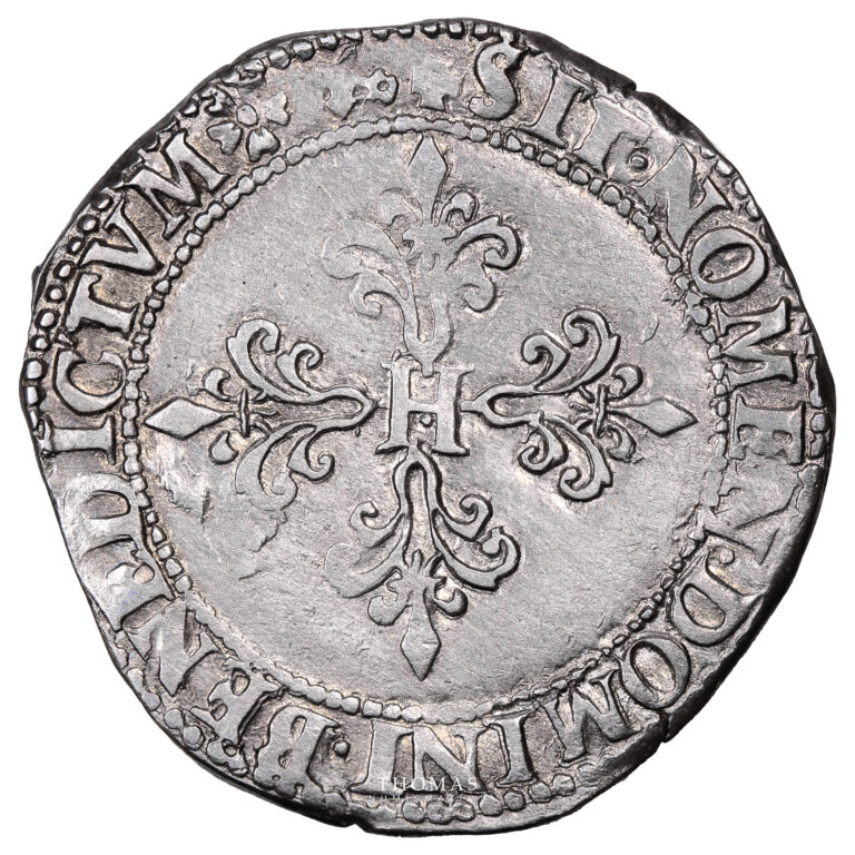 Monnaie France - Henri III - Franc à col Plat - 1578 L Bayonne-Revers