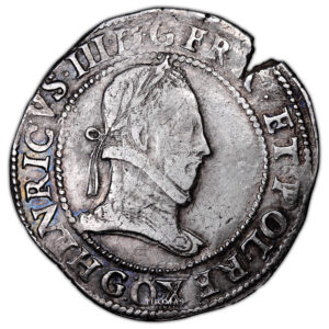 Monnaie France - Henri III - Franc à col Plat - 1583 G Poitiers-Avers