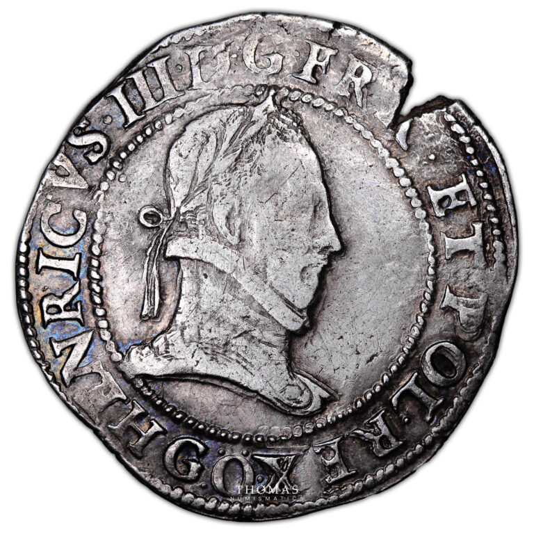 Monnaie France - Henri III - Franc à col Plat - 1583 G Poitiers-Avers