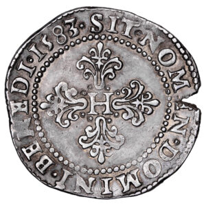 Monnaie France - Henri III - Franc à col Plat - 1583 G Poitiers-Revers