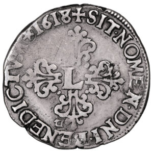 Monnaie France - Louis XIII - Demi Franc - 1618-7 E Tours-Revers