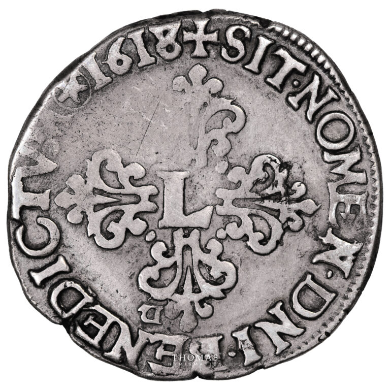 Monnaie France - Louis XIII - Demi Franc - 1618-7 E Tours-Revers