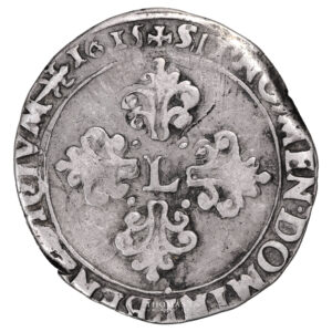Monnaie France - Louis XIII - Demi Franc tête nue - 1615 S Troyes-Revers