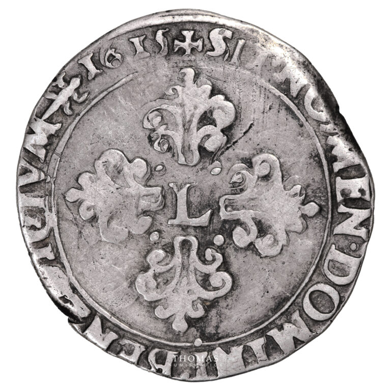 Monnaie France - Louis XIII - Demi Franc tête nue - 1615 S Troyes-Revers