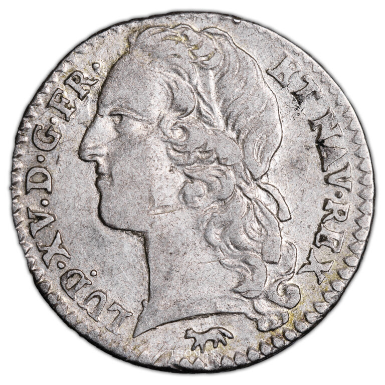 Coin  France - Louis XV - 1/10 Écu au bandeau - 1744 A Paris - Hoard - Treasure - Saint Thibaut obverse