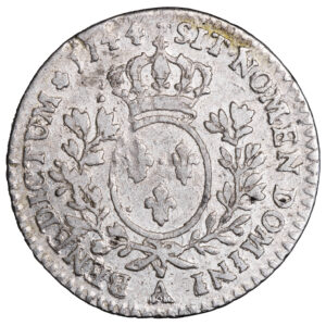 Coin France - Louis XV - 1/10 Écu au bandeau - 1744 A Paris - Hoard - Treasure - Saint Thibaut reverse