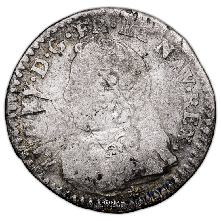 Monnaie France - Louis XV - 1:20 Écu aux branches d'olivier - 1729 C Caen-Avers