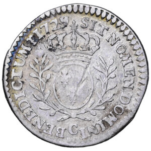 Monnaie France - Louis XV - 1:20 Écu aux branches d'olivier - 1729 C Caen-Revers