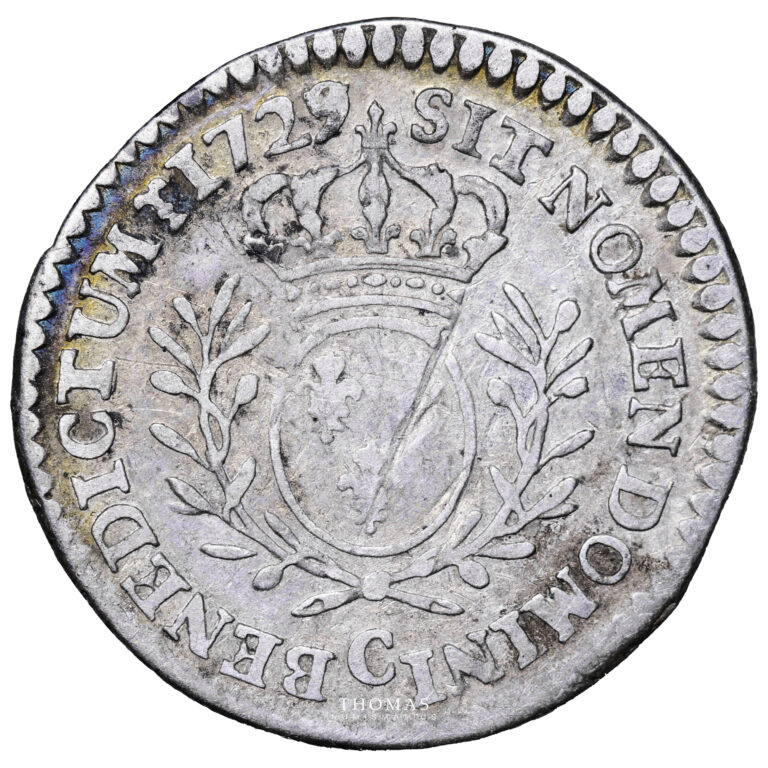 Monnaie France - Louis XV - 1:20 Écu aux branches d'olivier - 1729 C Caen-Revers
