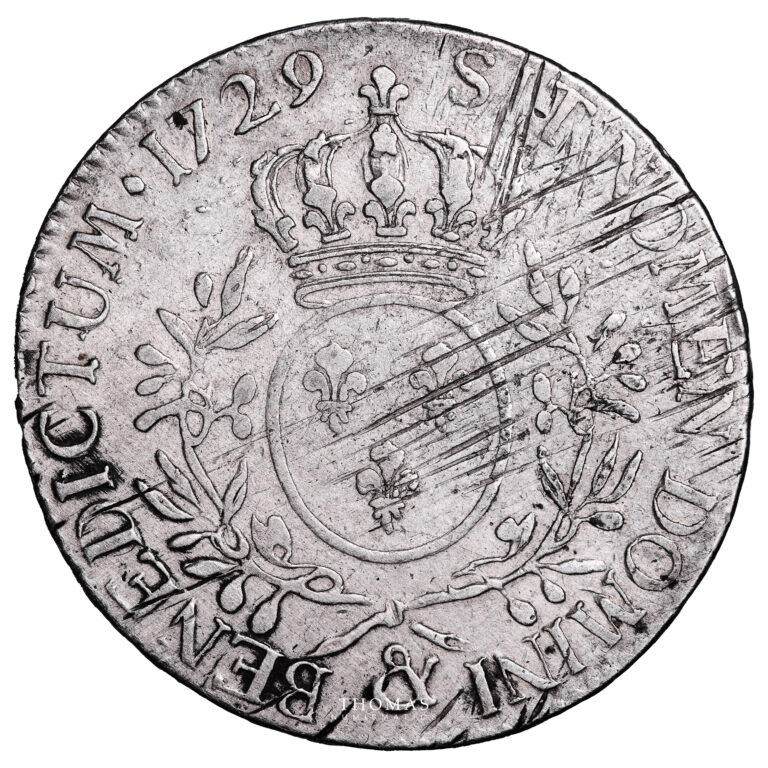 Monnaie France - Louis XV - Écu aux branches d'olivier - 1729 & Aix en Provence-Revers