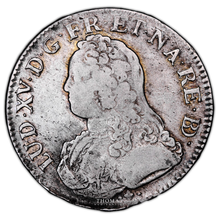 Coin - France - Louis XV - Écu aux branches d'olivier - 1733 Béarn Pau - Hoard Treasure - Saint Thibaut obverse