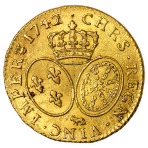 Coin France - Louis XV - Gold Louis d'or au Bandeau - 1742 Pau - 1139 examples reverse