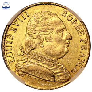 Monnaie France - Louis XVIII - 20 Francs or - 1815 R Londres - NGC MS 61-Avers