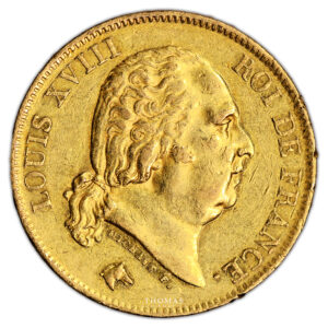 Monnaie France - Louis XVIII - 40 Francs or - 1816 Q Perpignan - 10 660 exemplaires-Avers