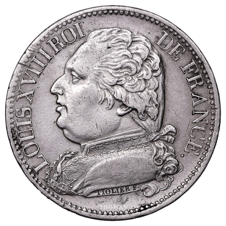 Monnaie France - Louis XVIII - 5 Francs - 1814 H La Rochelle-Avers