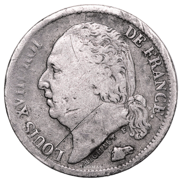 Monnaie France - Louis XVIII - Demi Franc Argent - 1824 H La Rochelle-Avers