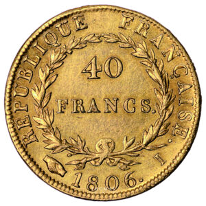 Monnaie France - Napoléon Ier - 40 Francs Or - 1806 I Limoges-Revers