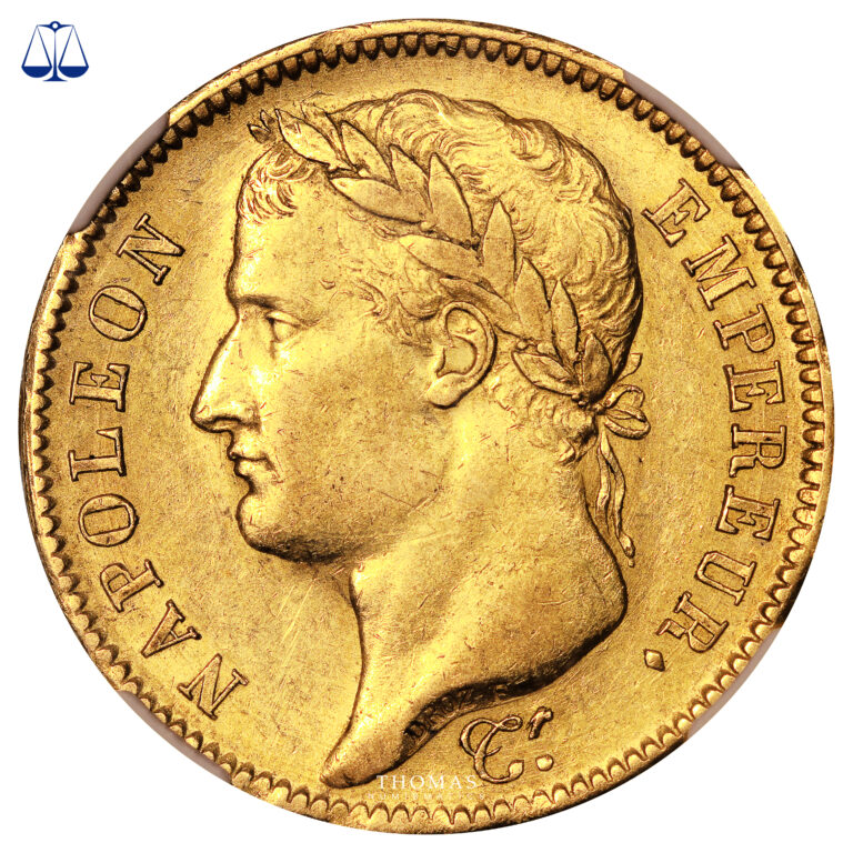 Coin France - Napoléon I - Gold - 40 Francs Or - 1809 W Lille - NGC AU 55 - 5907 examples obverse