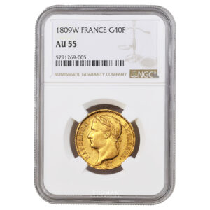 Monnaie France - Napoléon Ier - 40 Francs Or - 1809 W Lille - NGC AU 55-Slab