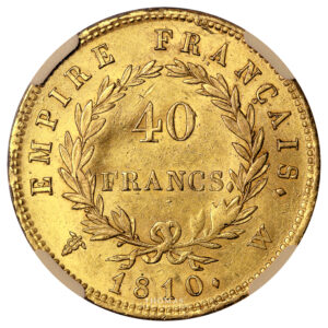 Monnaie France - Napoléon Ier - 40 Francs or - 1810 W Lille - NGC AU 58-Revers