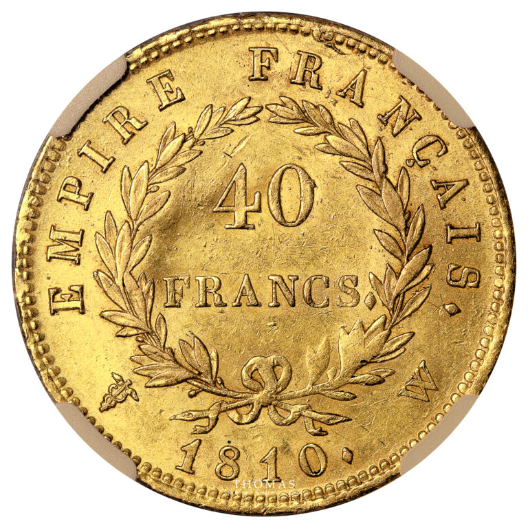Monnaie France - Napoléon Ier - 40 Francs or - 1810 W Lille - NGC AU 58-Revers
