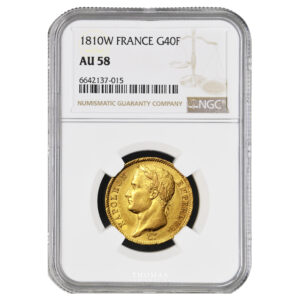 Monnaie France - Napoléon Ier - 40 Francs or - 1810 W Lille - NGC AU 58-Slab