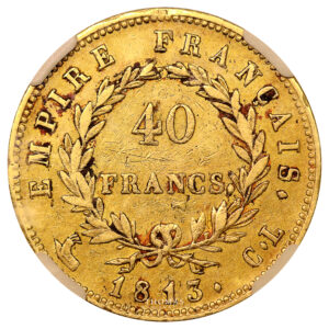 Monnaie France - Napoléon Ier - 40 Francs Or - 1813 CL Genes - NGC AU 50-Revers