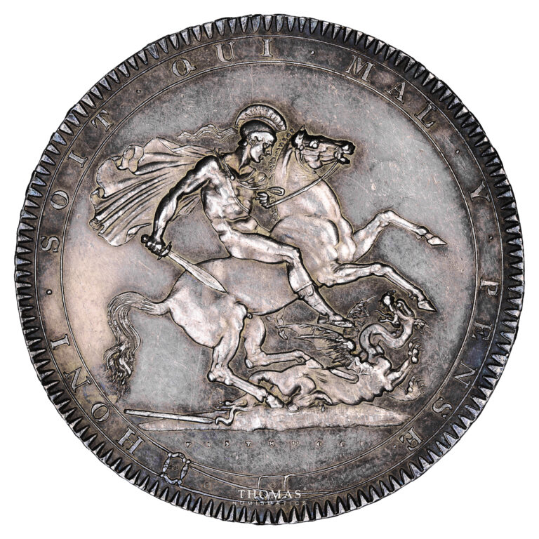 Great Britain coin - George III - Crown 1818 - LVIII - Proof-like reverse