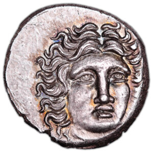 DRACHM – KINGDOM OF MACEDON – PSEUDO-RHODIAN ISSUE – PATINA SITICHIRO HOARD obverse