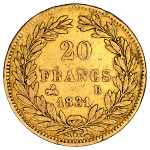 Monnaie France - Louis Coin France - Louis Philippe Ier - 20 Francs Gold - 1831 B Rouen-ReversPhilippe Ier - 20 Francs Or - 1831 B Rouen-Reverse
