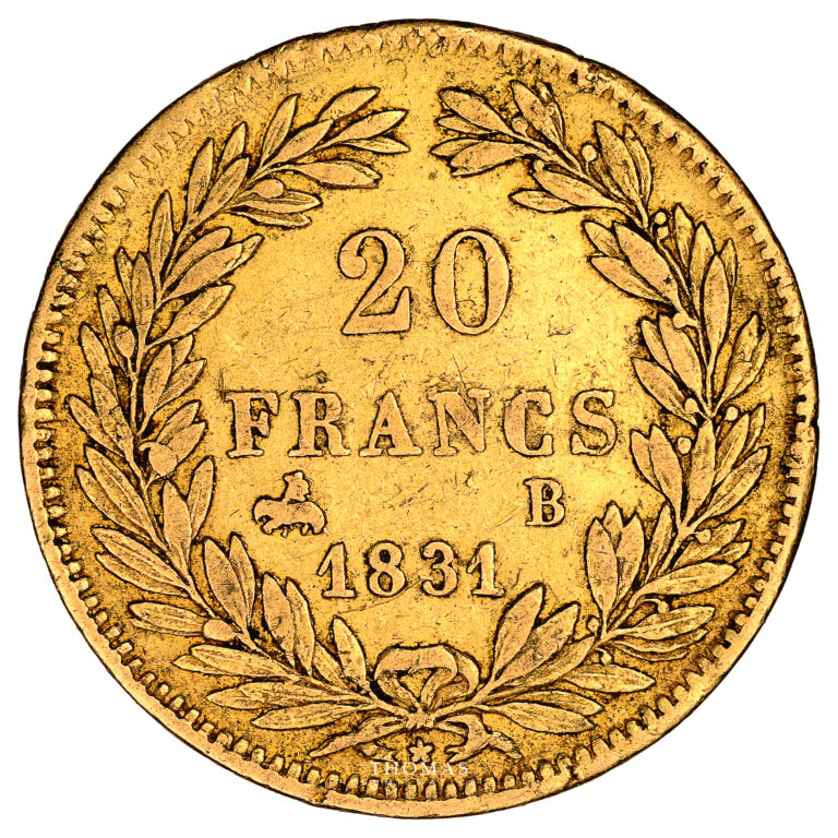 Monnaie France - Louis Coin France - Louis Philippe Ier - 20 Francs Gold - 1831 B Rouen-ReversPhilippe Ier - 20 Francs Or - 1831 B Rouen-Reverse