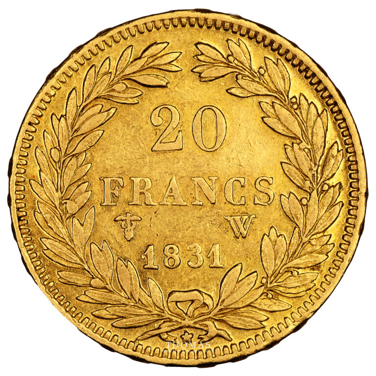 Monnaie France - Louis Philippe Ier - 20 Francs Or - 1831 W Lille-Revers