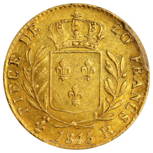 Coin France - Louis XVIII - Gold 20 Francs - 1815 R London - PCGS AU 58-Reverse