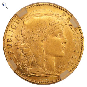 Coin France - Marianne - Gold - 10 francs or Coq - 1901 - GENI UNC Scratch obverse