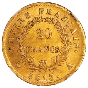 Coin France - Napoleon Ier - Gold 20 Francs Or - 1813 A Paris - NGC AU 58 reverse