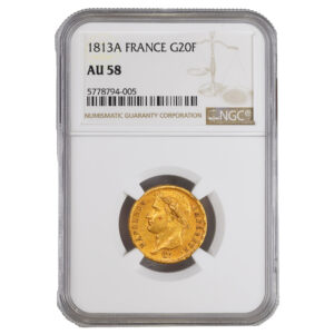 Coin France - Napoleon Ier - Gold 20 Francs Or - 1813 A Paris - NGC AU 58 slab