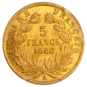 Coin France - Napoléon III - 5 Francs Gold - 1866 A Paris - PCGS MS 64-Revers
